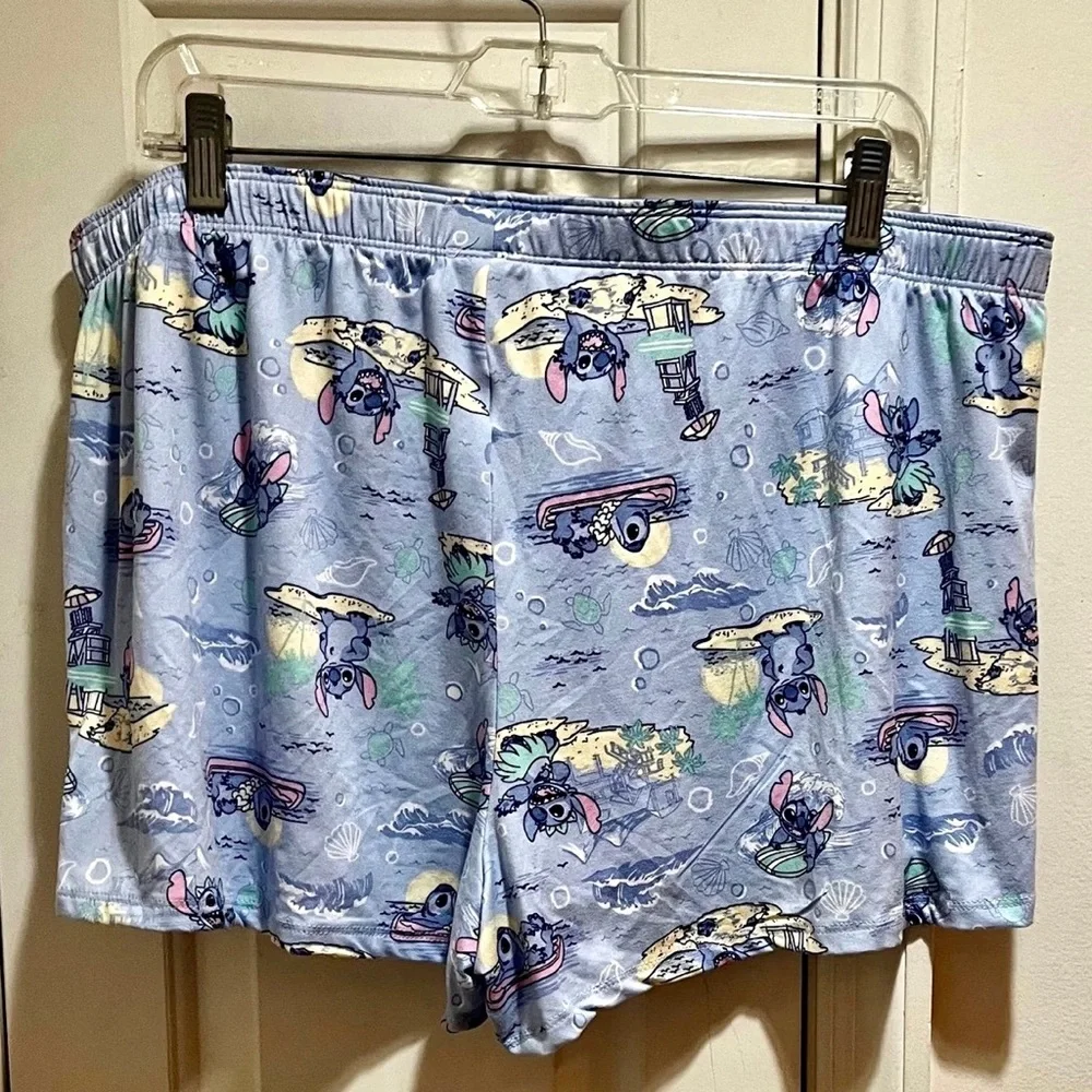 Disney Stitch Light Blue Beach Print Pajama Shorts - Picture 4 of 6